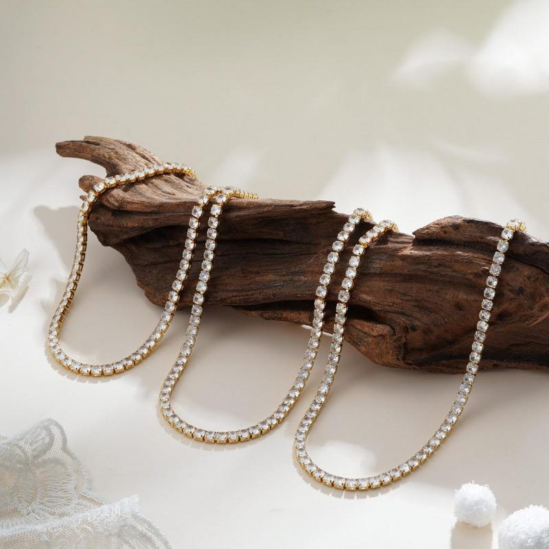 2026 New Cross-Border European American-Style Multilayer Zircon Copper Electroplated Minimalist Necklace Women Fashionable