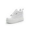 Inner Height Increase White Shoes Women's Autumn 2025 New Leather Wedge Heel Women's Shoes Muffin Thick Sole 10CM Casual Single Shoes