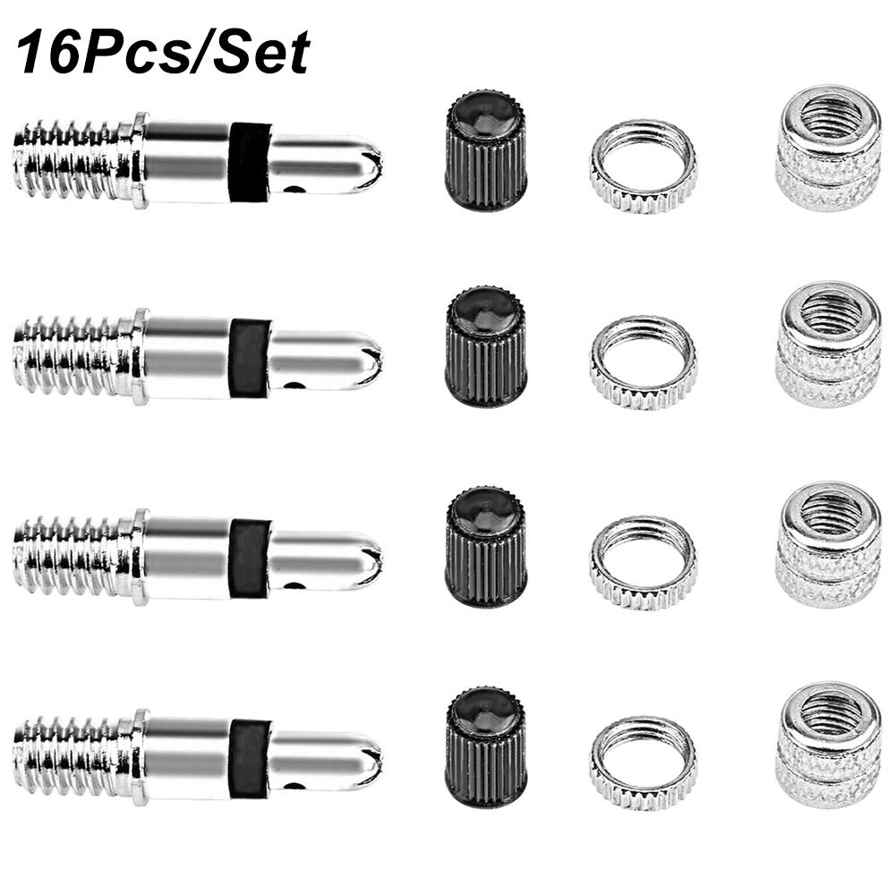 1Set Valve Core Kit, Anti Aging Nickel Plated Brass Universal Bike Tire Valve Core with for Electric Vehicles 16 Pieces