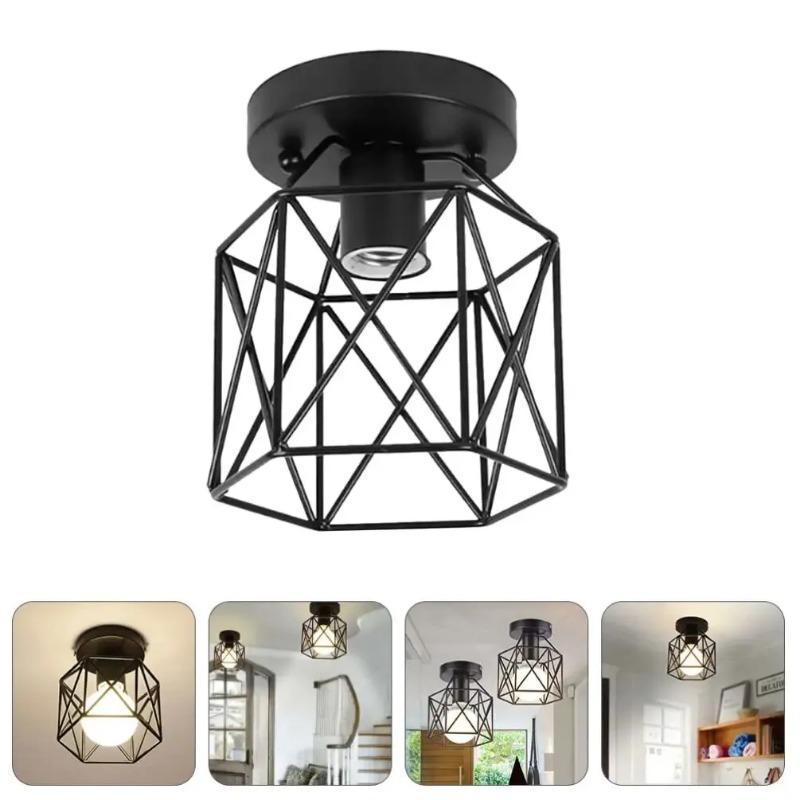 Simple Design Birdcage Shaped Ceiling Light Fixtures Black Light for Home Hotel Kitchen Decor Lighting AC90-260V Modern Lamp
