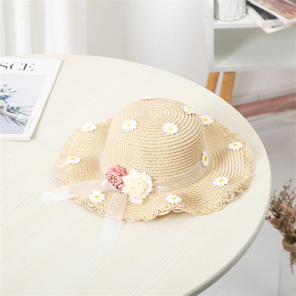 Solhatt för barn Flickor Sommar Ny Halmväska Keps Set Baby Resa Solskydd Strandhattar Sol Fiskarhatt