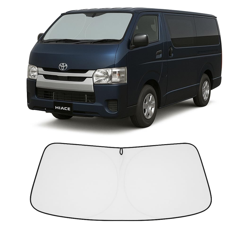 Proadsy Toyota Hiace 200 Series Standard Exclusive Front Heat UV Dashcam Storage Bag Included (2004-Present) Sunshade, Foldable, 4-Layer Shielding,