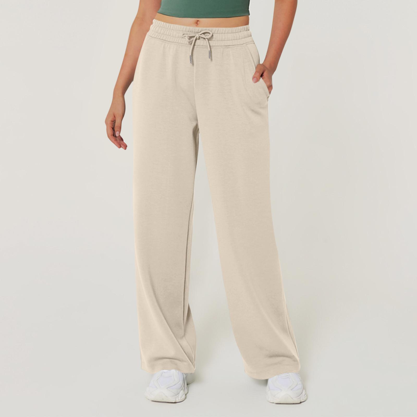 

Женская рабочая одежда, спортивные штаны, повседневные свободные флисовые брюки для бега с высокой талией, женские спортивные штаны, повседневные брюки, штаны для йоги, домашняя одежда L бежевый