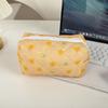 Floral Cotton Fabric Makeup Bag With Zipper Storage For Women And Teens