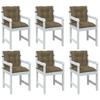 Low Back Chair Cushions 6 Pcs Melange Taupe 100 X 50 X 7 Cm Fabric
