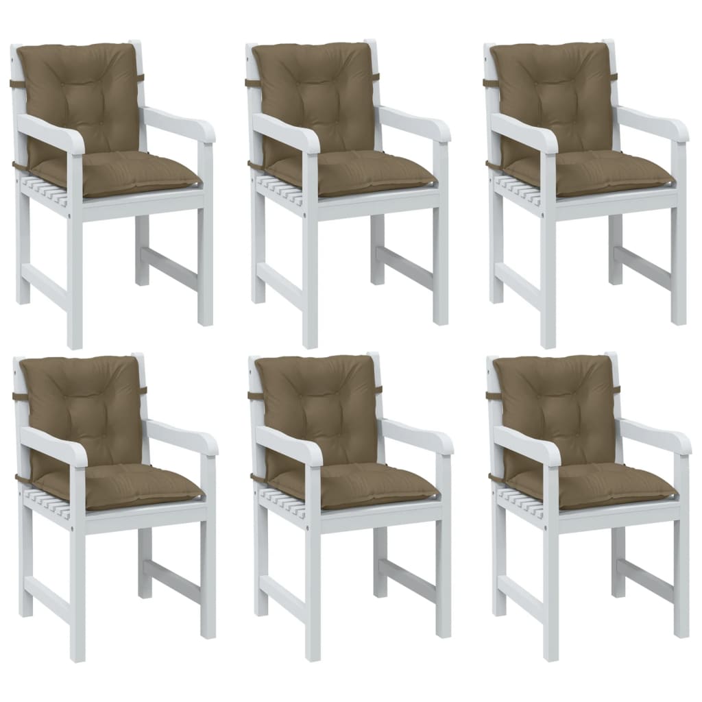 Low Back Chair Cushions 6 Pcs Melange Taupe 100 X 50 X 7 Cm Fabric