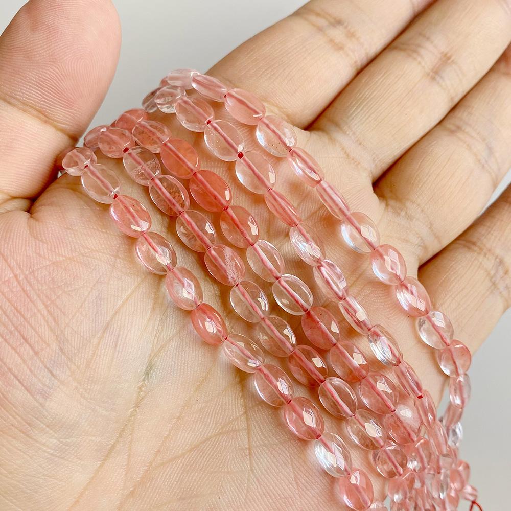 6X8MM Faceted Oval Shape Natural Stone Crystal Stone Gem Bead Charm Accessory for Jewelry Making DIY Necklace Bracelet Earring About 10pcs