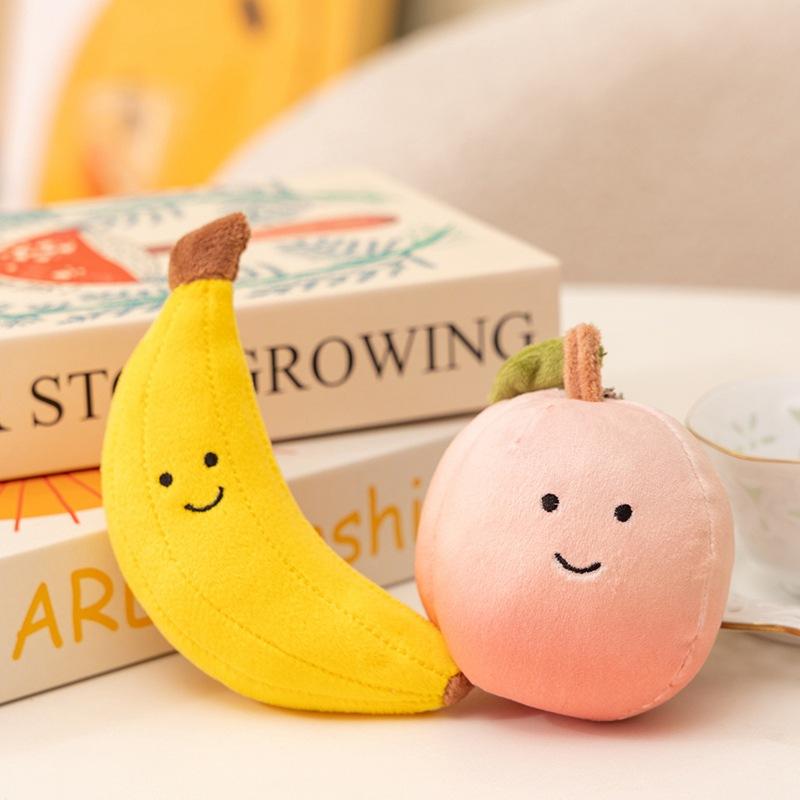 Cute Simulated Fruit Series Apple Banana Cherry Dragon Fruit Doll Pendant Plush Toy Backpack Keychain