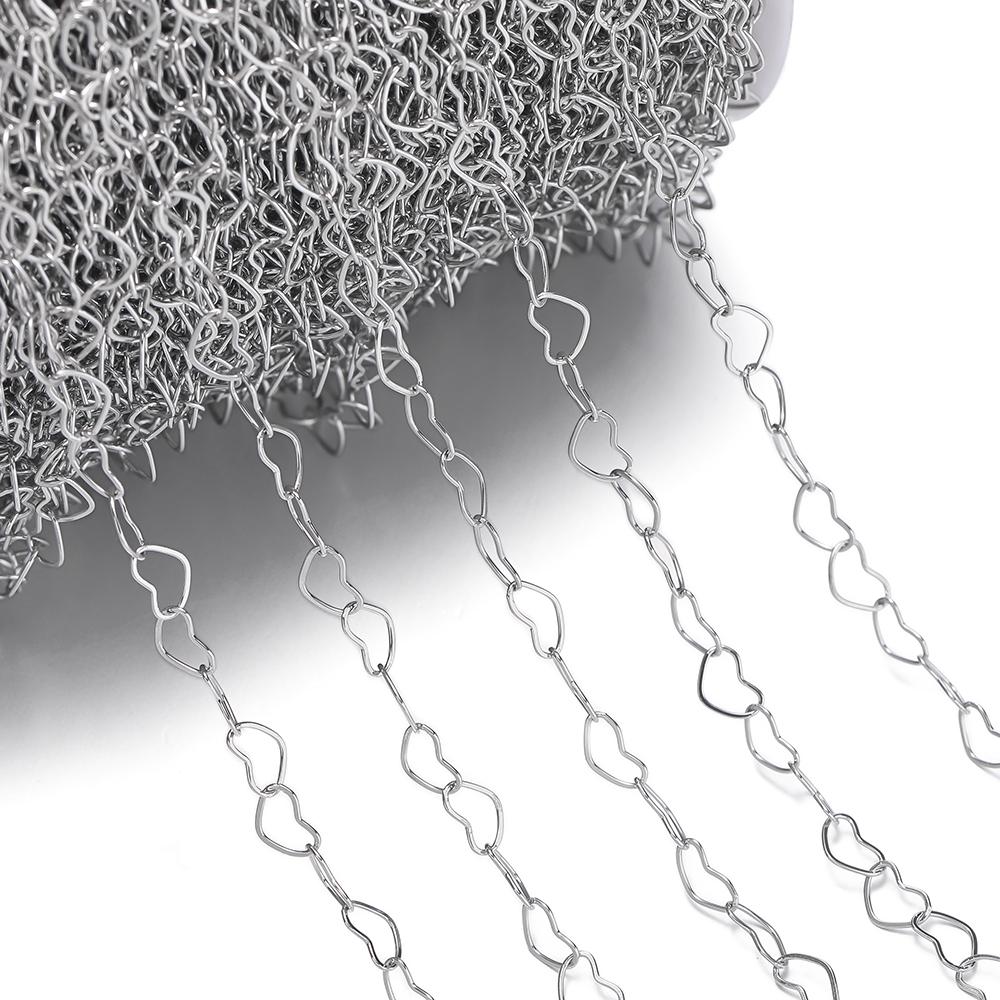 1m/39.37in Stainless Steel Hollow Peach Heart Chain Golden Chains for DIY Bracelet Necklace Waist Chain Jewelry Making Supplies