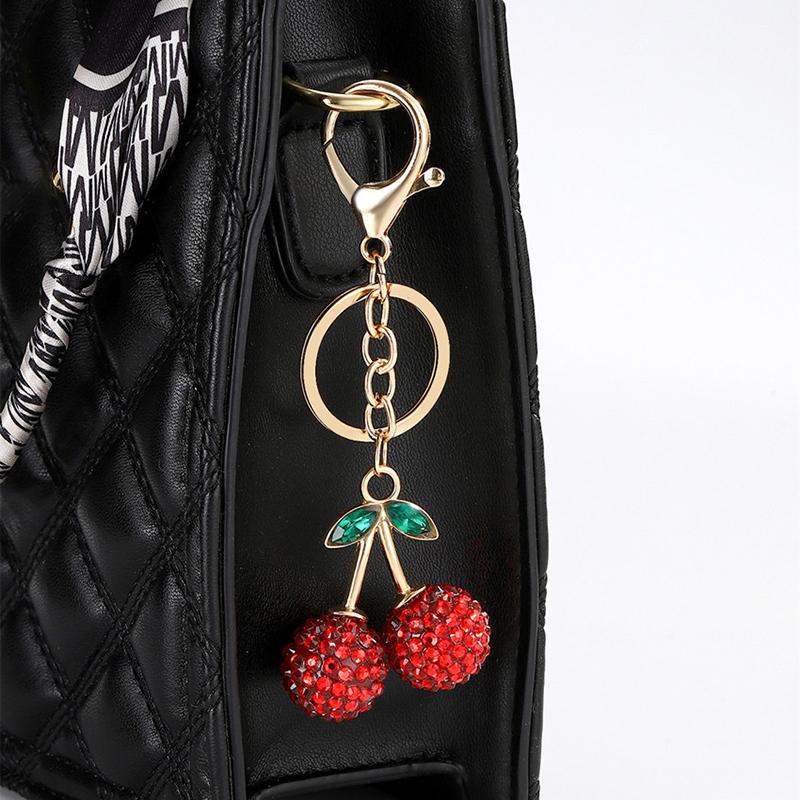 

Брелок в виде вишневого фрукта, милый, имитация фруктового сплава, набор с бриллиантами, брелок для дам, сумки, подвески, украшения для ювелирных изделий A1