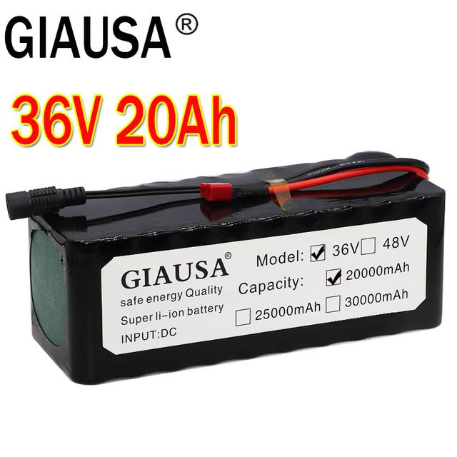 Giausa 10s4p 36v Battery 25ah Battery Pack 1000w High Power Battery 42v 25000mah 36v Electric Bike Battery Bms With 42v Charger
