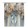Romantic Floral Bouquet Shower Curtain Peach White Roses And Satin Bow Elegant Wedding Style Decor Waterproof Non-Toxic Material