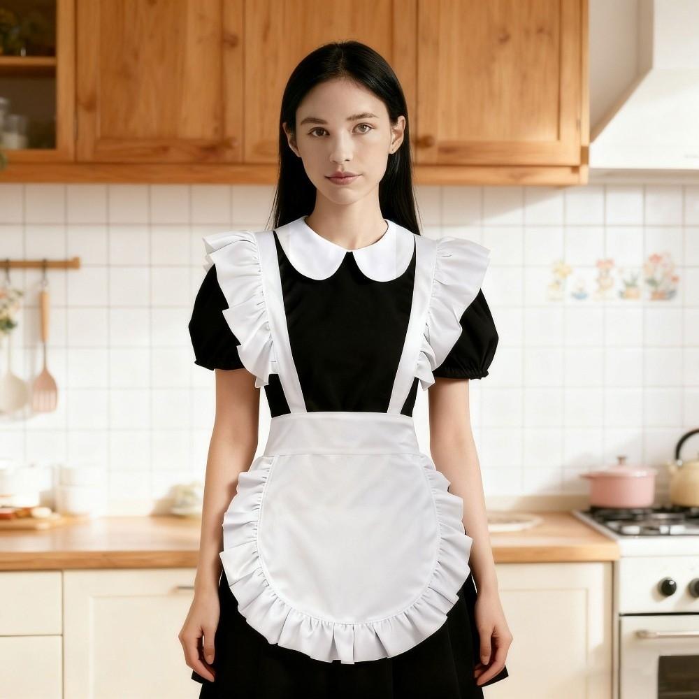 Vintage Elegant Maid Apron Breathable Ruffled Design Cosplay Apron Half Length Lightweight Waist Apron Themed Parties