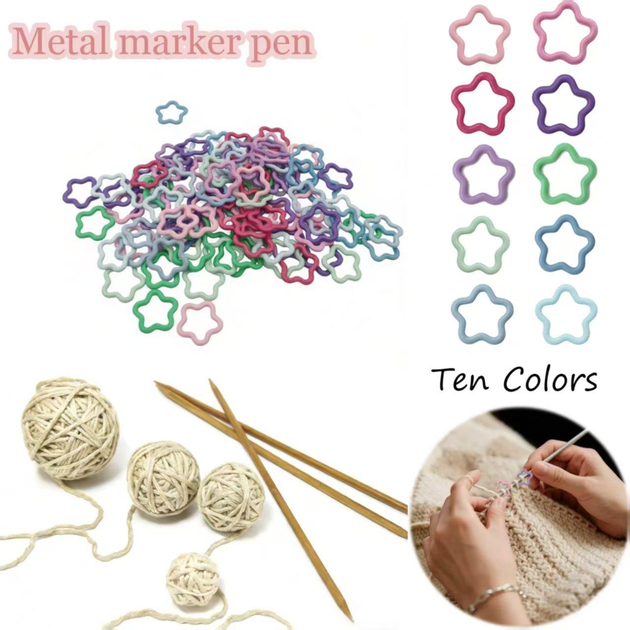 100pcs Five-pointed Star Heart-shaped Knitting Sewing Stitch Markers 11mm