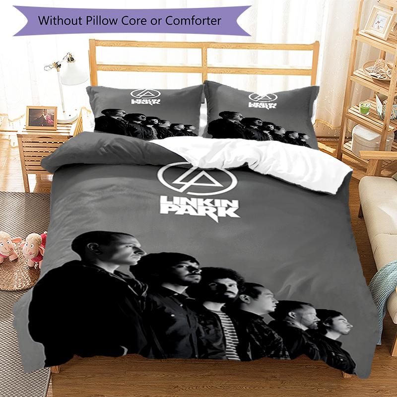 3-teiliges Linkin Park1 Design Bettwäsche-Set - HD-bedruckte Bettwäsche mit 1 Bettbezug und 2 Kissenbezügen - Perfekt für die Dekoration von Zuhause und Studentenwohnheim