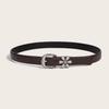 Fashion Womens Flower Embossed Pu Belt With Zinc Alloy Pin Buckle For Casual Wear