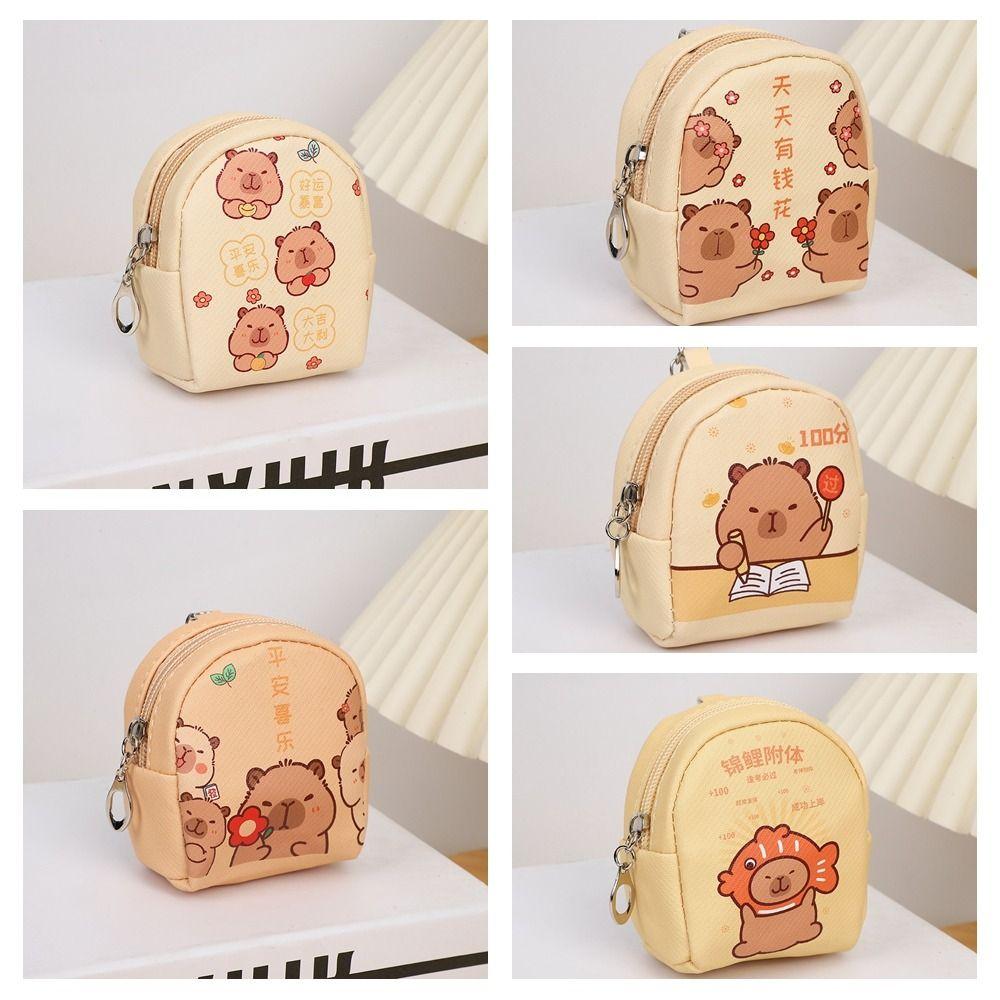 Small Capybara Coin Purse Pu Earphone Storage Bag Lovely Cartoon Leather Wallet Student