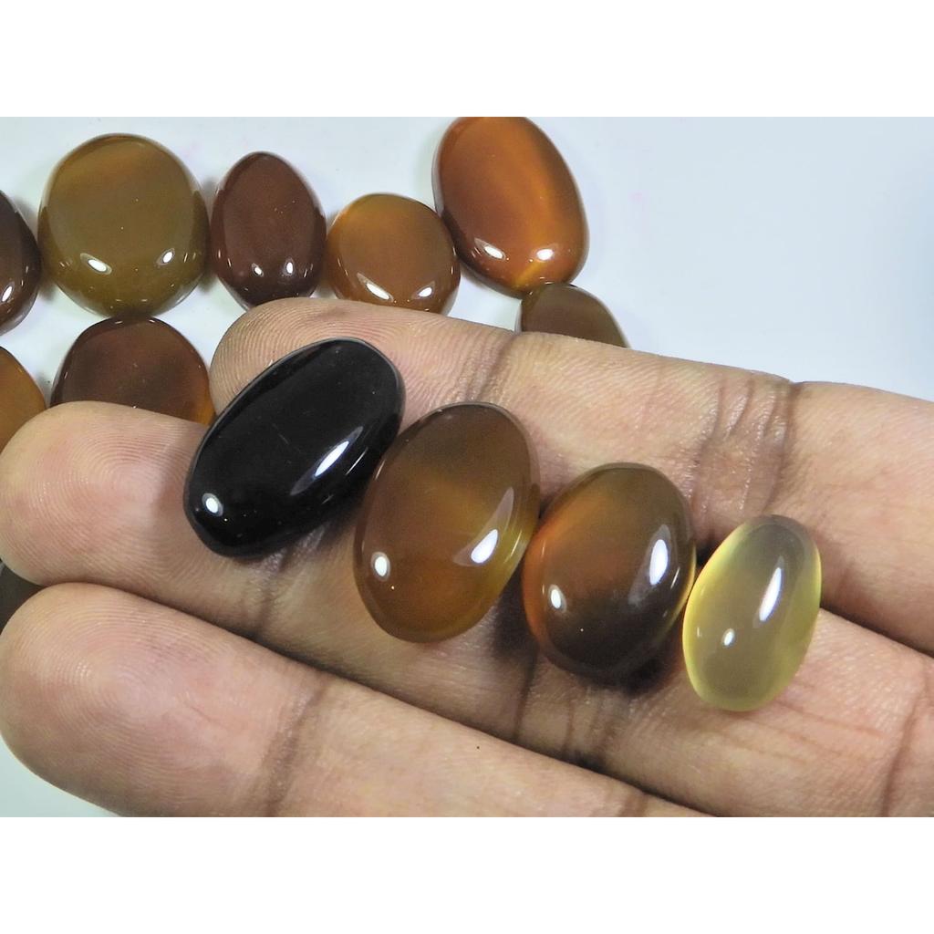 253Cts. Natural Onyx Agate Oval Cabochon Loose Gemstone 16Pcs Lot A-569