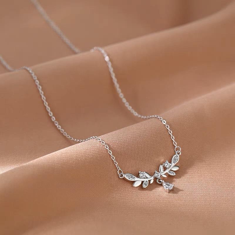 Wheat Ear Necklace Women'S Light Luxury Cold Wind Collarbone Chain Diamond-Encrusted Jewelry Premium Durable Quality