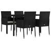VidaXL Mobilier à dîner de jardin et coussins 5pcs Noir Résine tressée 3185157
