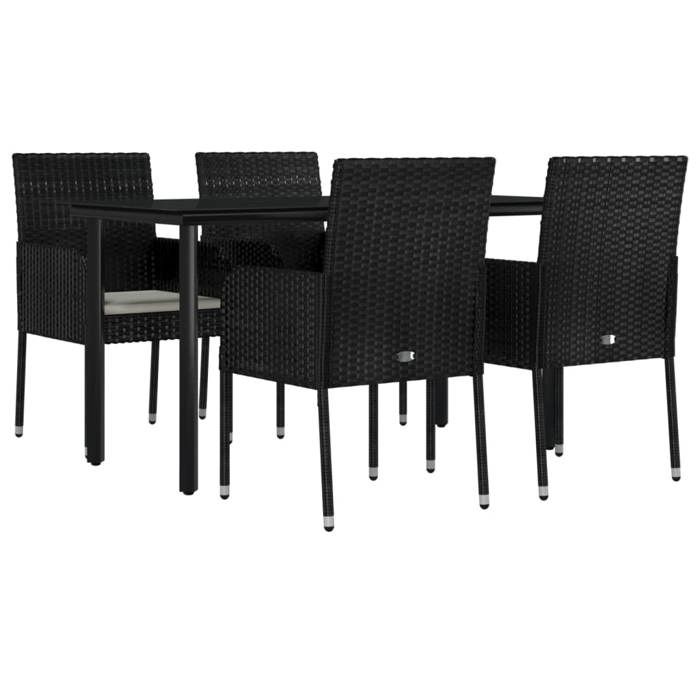 VidaXL Mobilier à dîner de jardin et coussins 5pcs Noir Résine tressée 3185157
