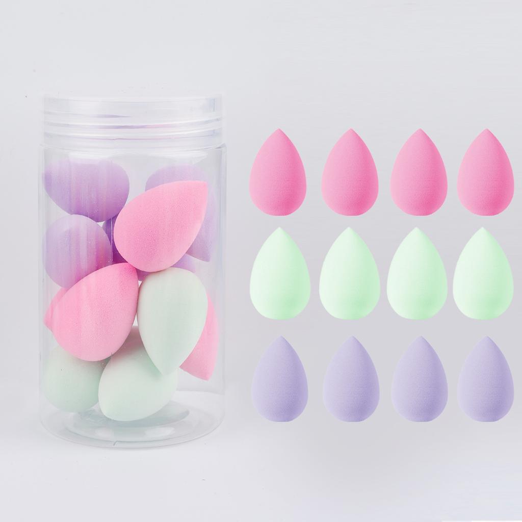 12pcs Mini Beauty Sponge Egg Water Drop Small Makeup Egg Powder Puff Dry Wet Combined Cosmetic Tools With Storage Box