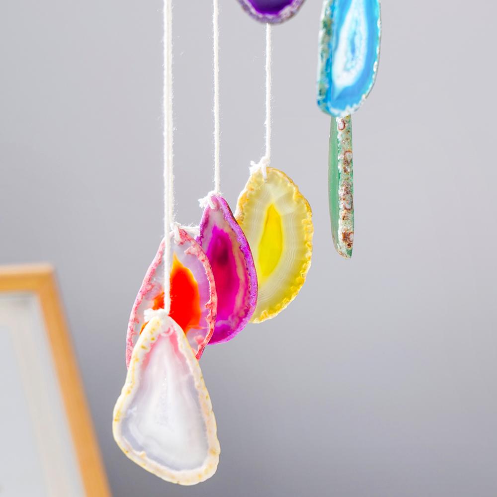 Natural Crystal Agate Windchime Reiki Healing Gemstones Pendant Crystal Wind Chime Home Garden Wall Room Ornament Decor