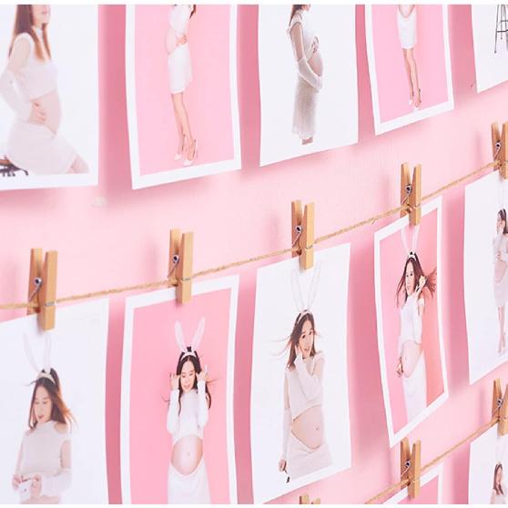 Small Clothes Pin, Mini Clothesp, 100 PCS Mini Clothes P Wooden with Storage Bag, Small Clothes P for Photos, Crafts, Hanging Clothes, Baby Shower,