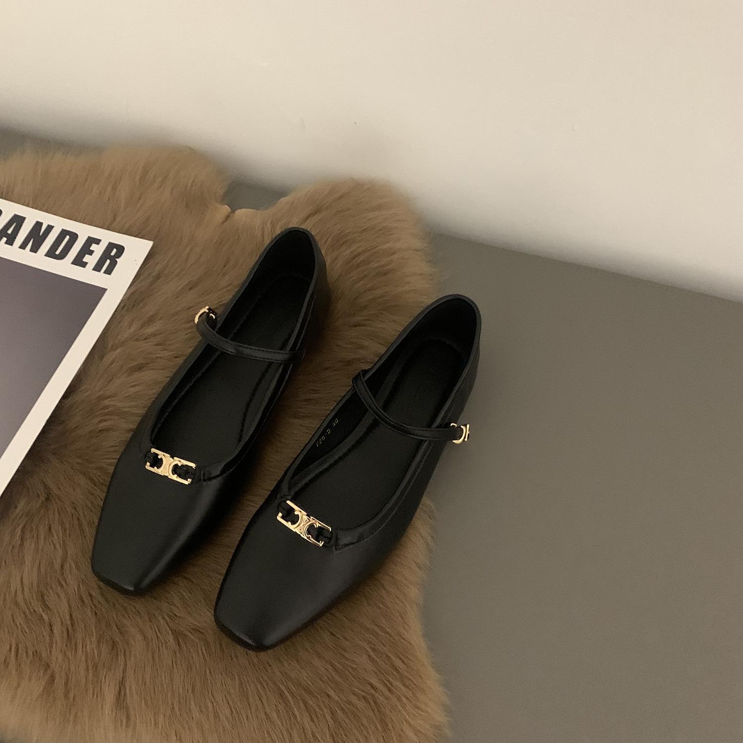 

Туфли Мэри Джейн на плоской подошве черного цвета женские маленькие ароматные одинарные туфли 2025 поздний вечер нежные летние туфли ведьмы Дуду 39