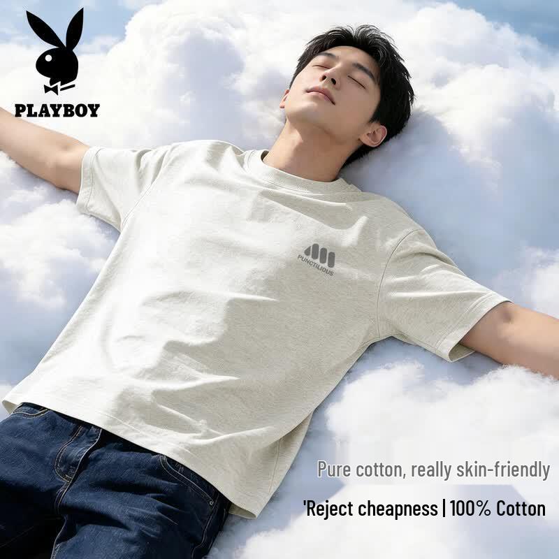 PLAYBOY Men s Breathable Pure Cotton Short Sleeve T-Shirt XL
