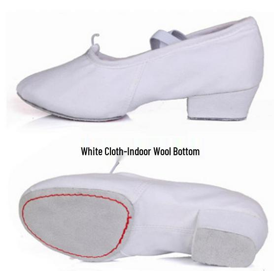 

Женские парусиновые балетки - Мягкая подошва с каблуком для йоги, танцев и народной практики 37 белый