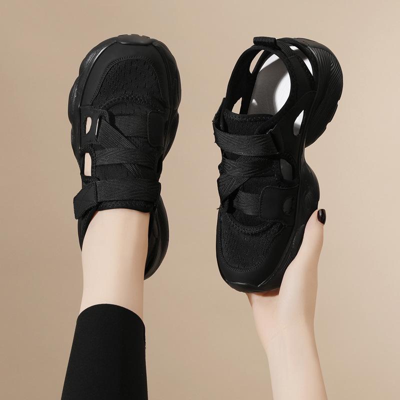 Sports sandals women's summer new Korean version of ins Internet celebrity platform white shoes hollow toe women's shoes