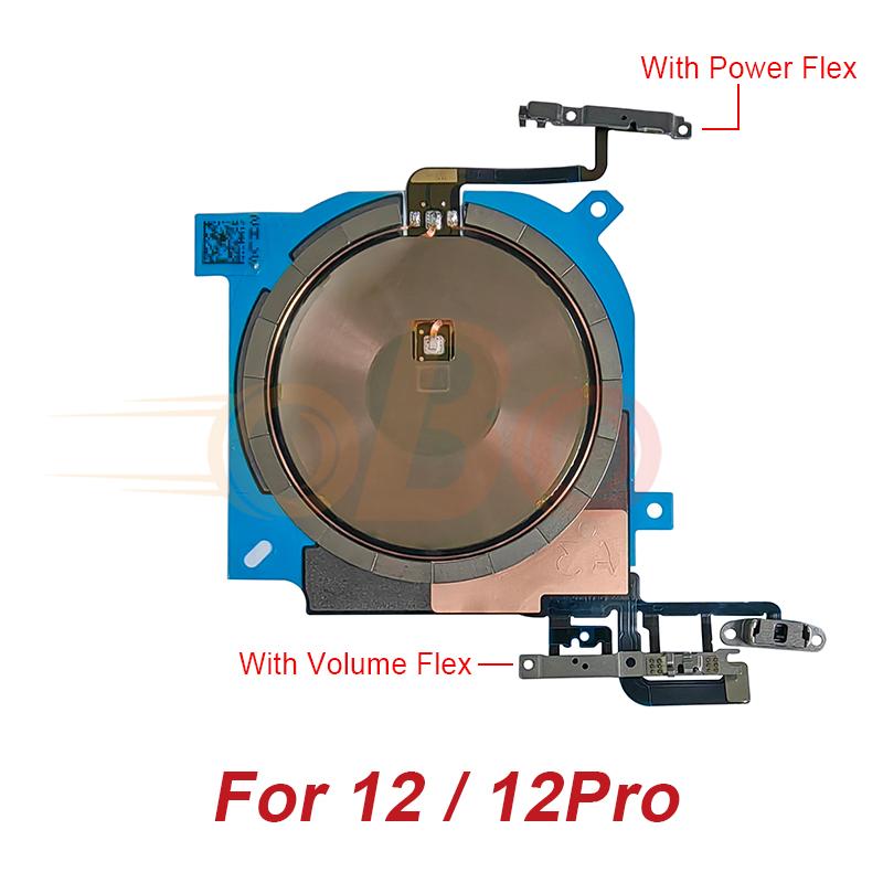 

Wireless Charging Coil Sticker With Power Volume Flex Cable For iPhone 12 13 Mini 14 Pro Max Wireless Charger Panel Repair (1PC) For 12