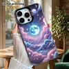 Phone Case: 2D flat design suitable for iPhone 18, 17, 16, 15, 14, 13 Pro, color silver protective case, couple style, Blue Moon Cloud Sea, Christmas 