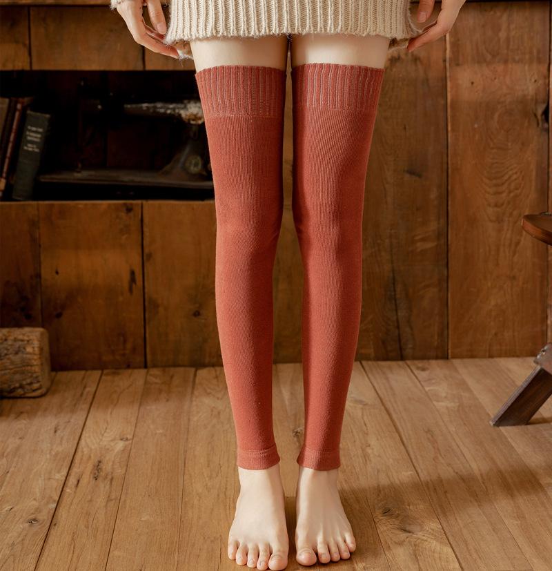 1 paire de bas d'hiver tricotés pour femmes, Protection des jambes, chauds, résistants au froid, élastiques, antidérapants, chauds, doux, ajustés, jambières, chaussettes de cuisse, couvre-pieds