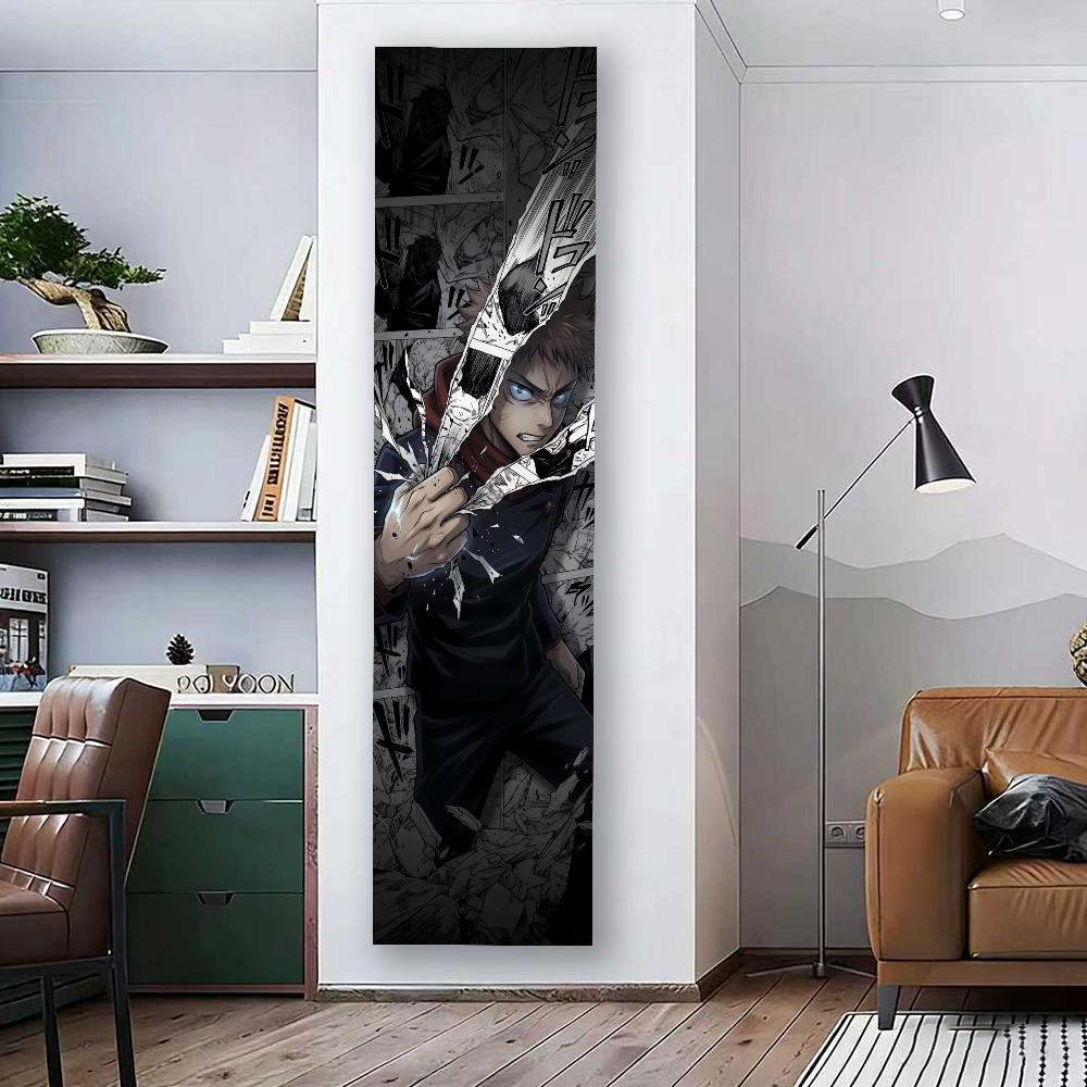 Cool Anime Manga Panel Tapestry Flat Print Red Hoodie Guy Vertical Long Banner Wall Art for Gamer Room Studio Decor