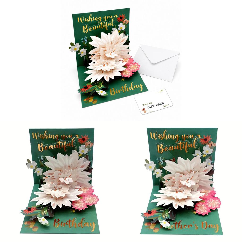 Mothers Day 3d Gift Card With Gold Foil Lotus Flower For Celebration And Appreciation