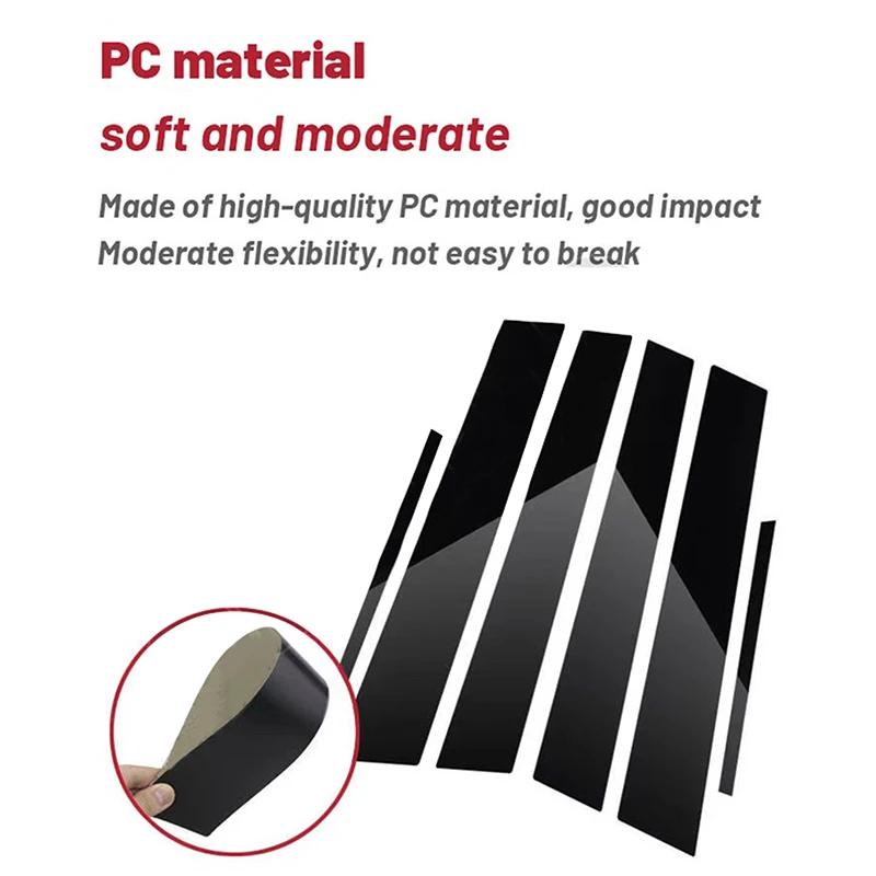 6Pcs Glossy Black Sticker For Toyota Fortuner/SW4 2016-2023 Car Door Window Pillar Posts Window Door Mounting Trim Accessories