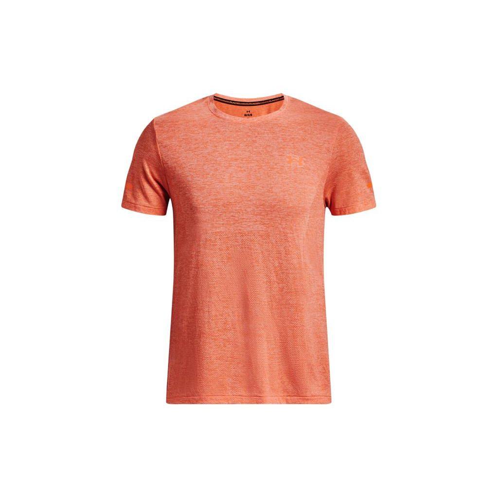 Under Armour Solid Color Crew Neck T-Shirt Men Tops Orange 1375692-848