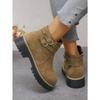 Short Boots Women's Winter 2025 New Platform Round Toe Plus Size Belt Buckle Martin Boots
