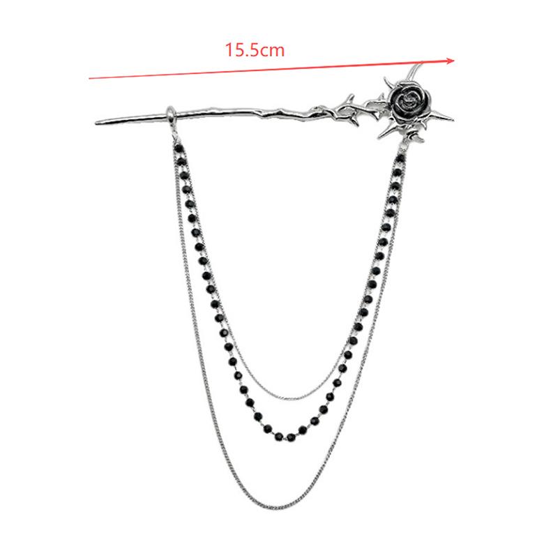 Personalized And Fashionable Gothic Punk Thorn Rose Tassel Beaded Chain Hair Stick For Women Daily Hair Accessories