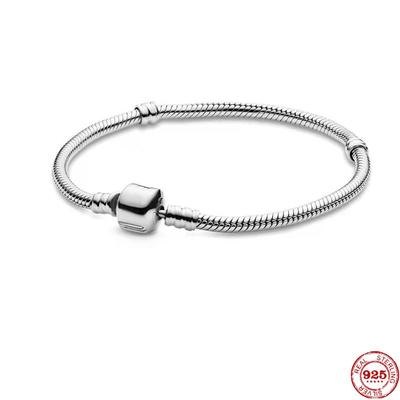 Charms 925 Sterling Solid Silver Rose Gold Silver Color Snake Chain Basic Bracelets Fit Original Pamura Charm Beads Jewelry Gift