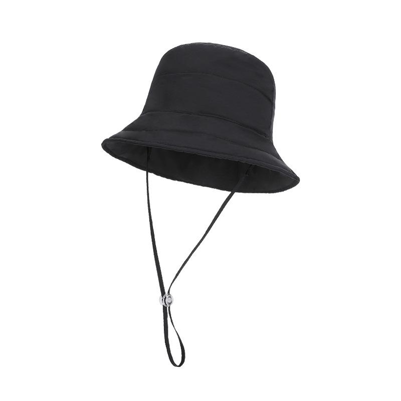 

Осенне-зимняя теплая шапка женская ветрозащитная и холодостойкая шапка с защитой ушей шляпа-ведро чёрный