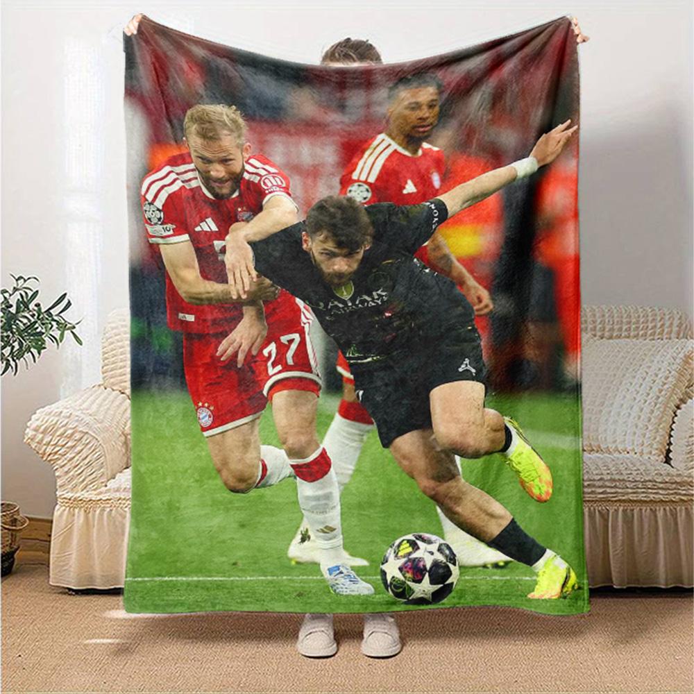 FC Bayern München Fußballspiel Flanelldecke, Fußballspieler Wettbewerb Druck Überwurfdecke, Weiche Warme Sofa Bettdecke, Fan Heim Geschenk