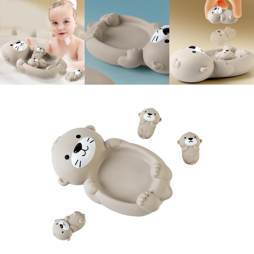Adorable Floating Otter Bath Toy Set For Infants With Soft Rubber Material And Fun Design