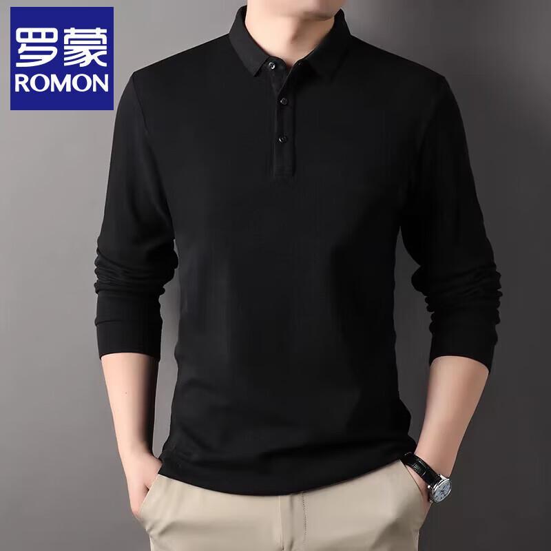 Luomeng Men s Pure Cotton Long-Sleeve Polo T-Shirt 2XL