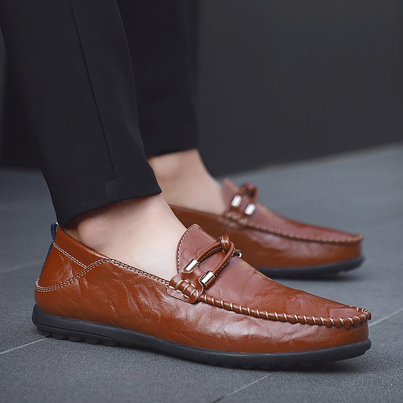 Fashion New Mens Loafers Handmade Leather Shoes Men Tennis Casual Driving Flats Slip On Boat Shoes Plus Size  Mokassin Lazy Shoes