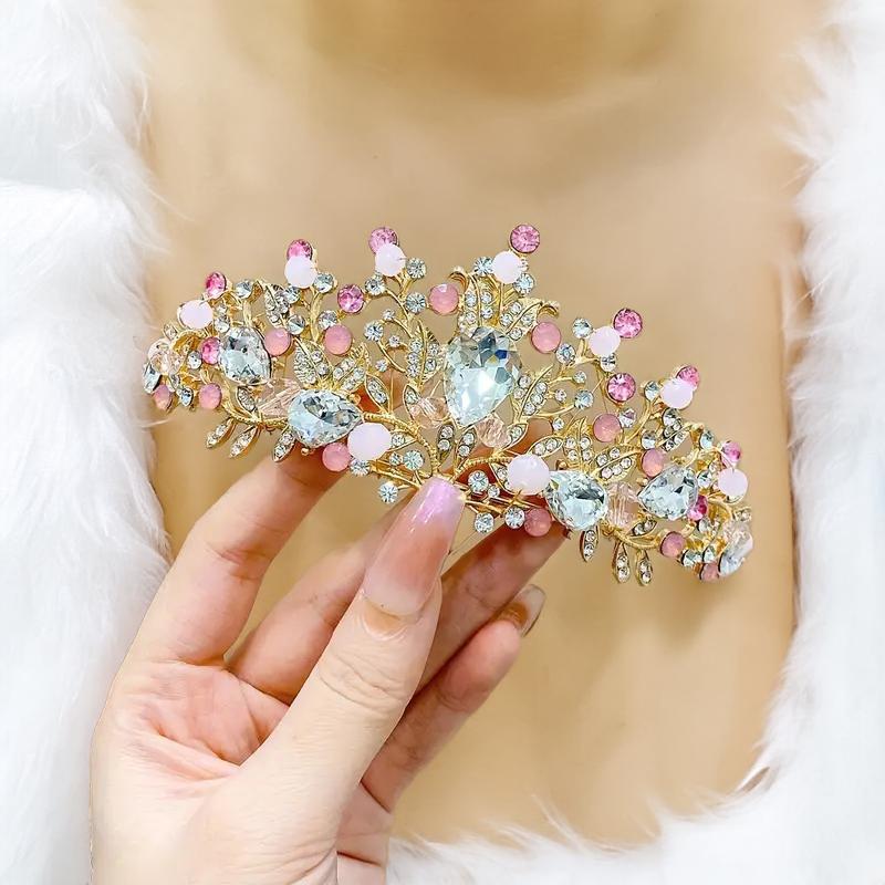 Sweet Girl Crystal Crown Hair Band Tiara 5-16 Year Old Children Hair Accessory Birthday Gift Banquet Celebration Princess Crown