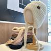 Sweet and Cute Knitted Wool Hat for Women In Autumn and Winter Tether Warm and Versatile Straps To Show Their Faces and Ear Protection Leeve Hat