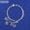 925 Sterling Silver Fashion Jewelry Snake Chain Star Bracelet